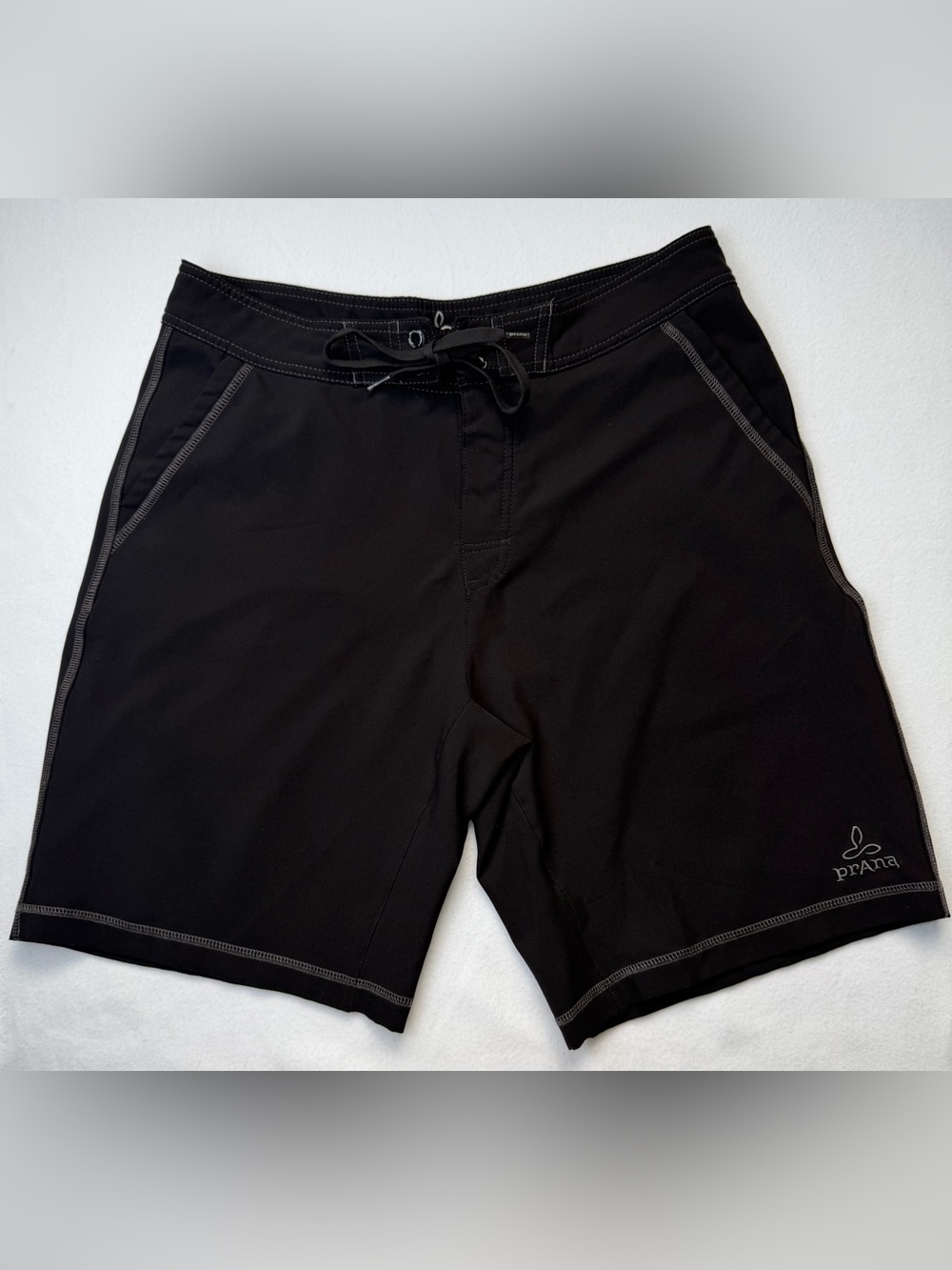 Prana Black Men's Board Shorts with Contrast Stitching